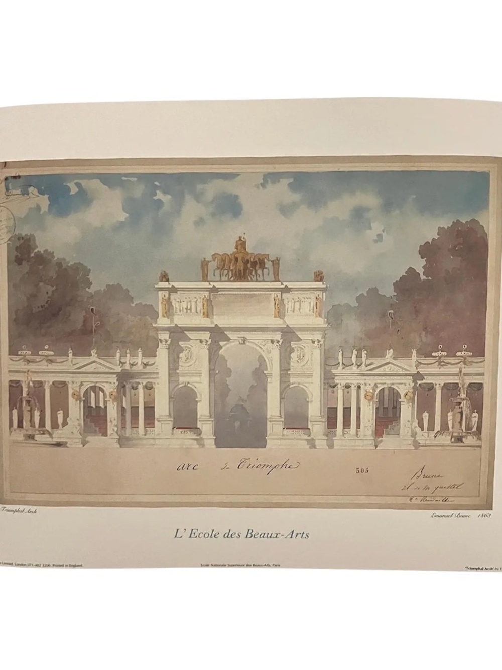 80s Architectural Rendering Poster Arc De Triomphe After Artist Emanuel Brune